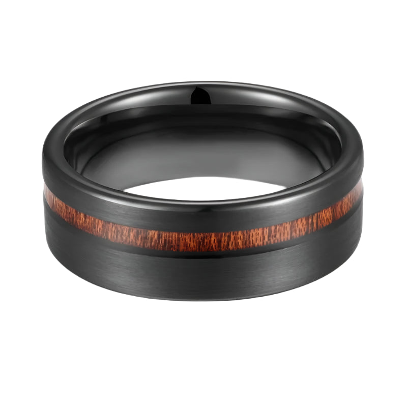 8mm Wood Grain Black Ring for Men – Fashion Gift
