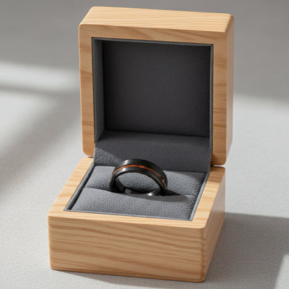 8mm Wood Grain Black Ring for Men – Fashion Gift