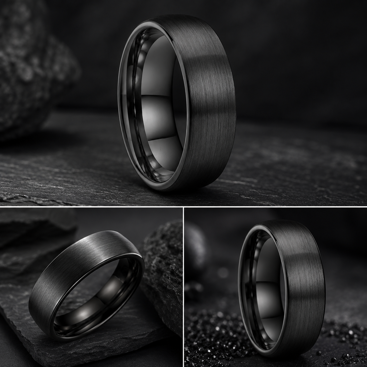 8mm black men tungsten wedding band