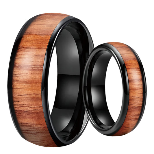 8mm koa wood tungsten ring