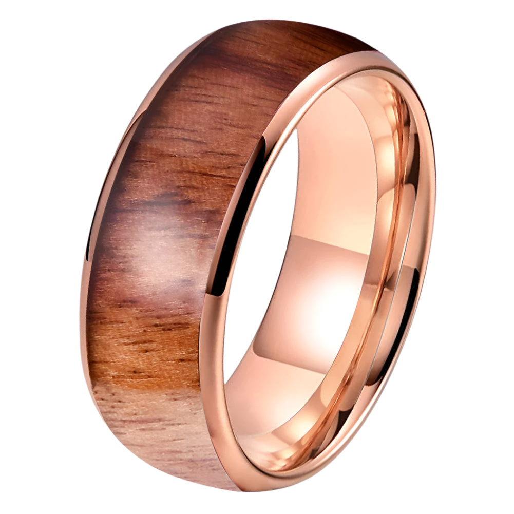 8mm koa wood tungsten ring