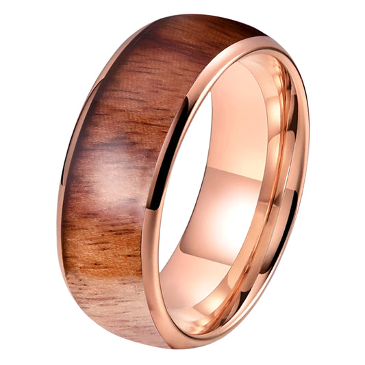 8mm koa wood tungsten ring