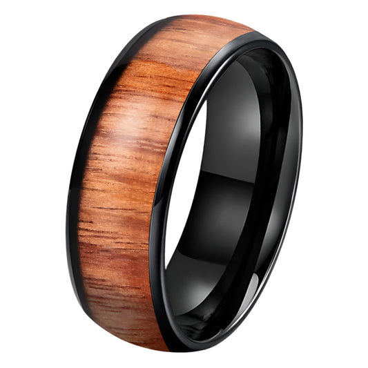 8mm koa wood tungsten ring