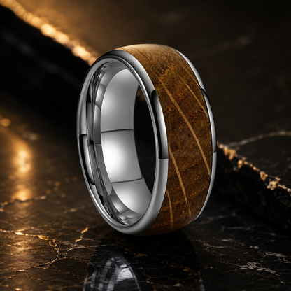 8mm Tungsten Ring with Wood Inlay
