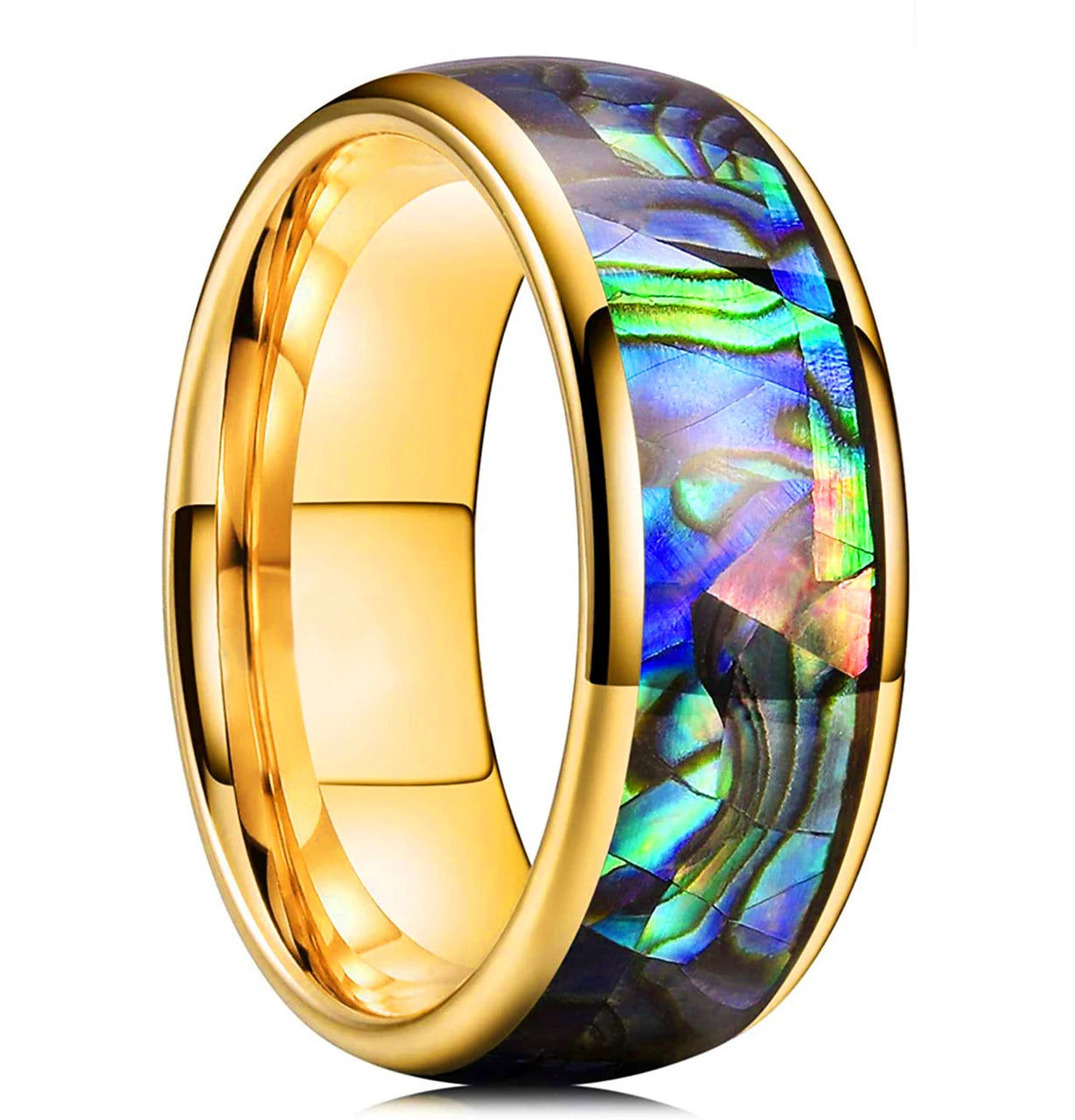 Abalone Shell Gold Tungsten Ring