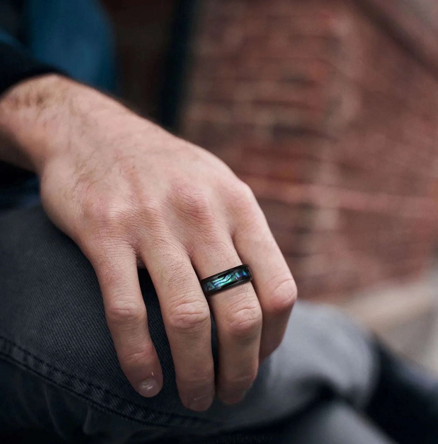 Abalone Shell Black Tungsten Ring