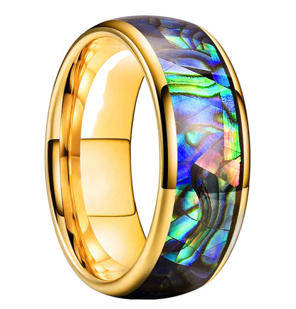 Abalone Shell Gold Tungsten Ring