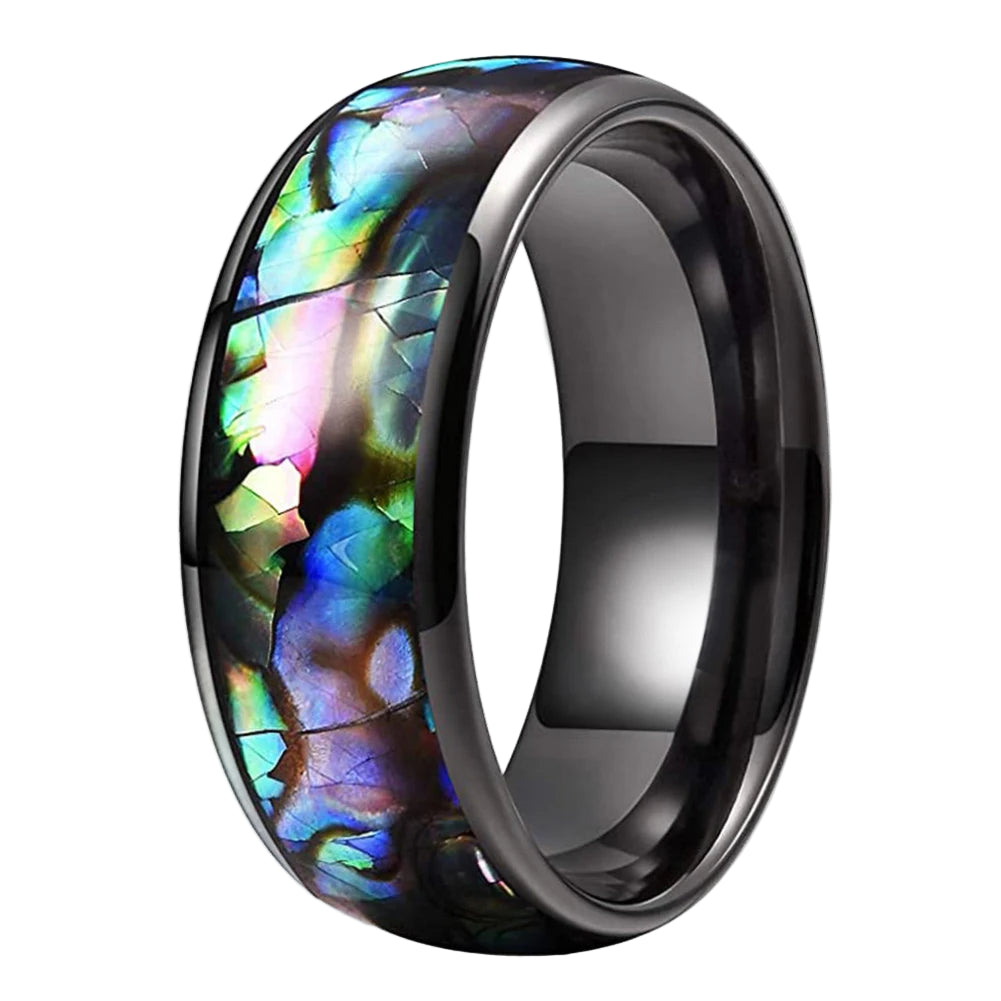 Abalone Shell Tungsten Wedding Ring
