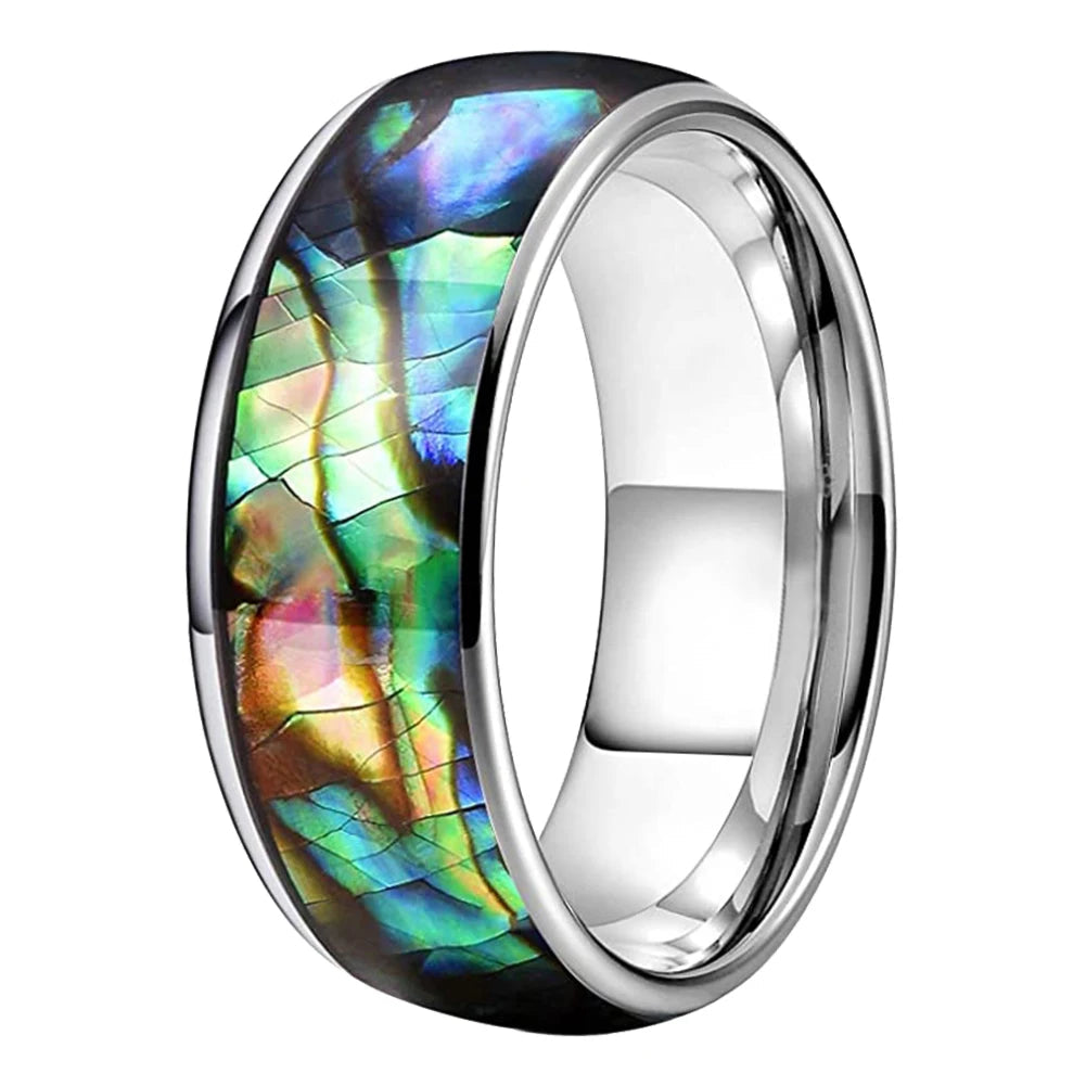Abalone Shell Tungsten Wedding Ring