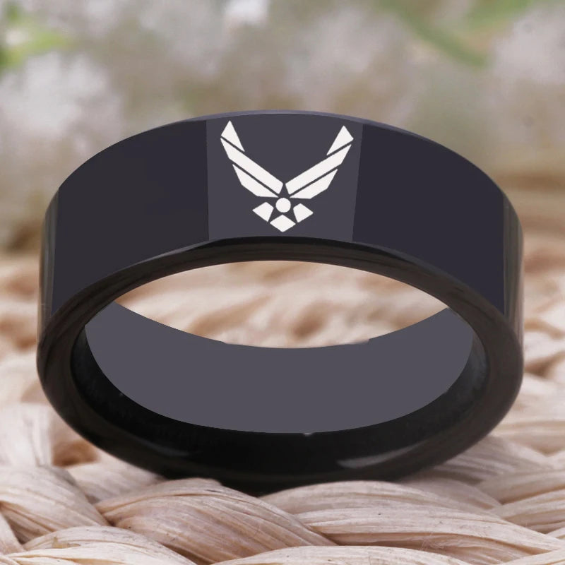 Army Air Force Design Tungsten Wedding Ring. 