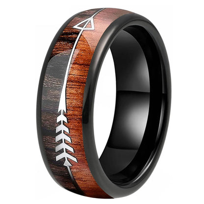Arrow Inlay Tungsten Wedding Ring - 6mm/8mm Comfort Fit