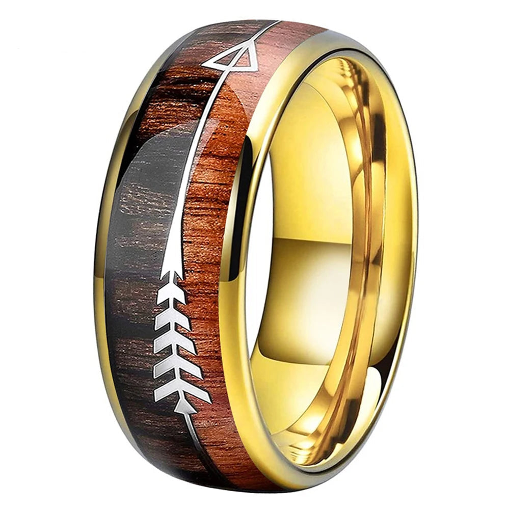 Arrow Inlay Tungsten Wedding Ring - 6mm/8mm Comfort Fit