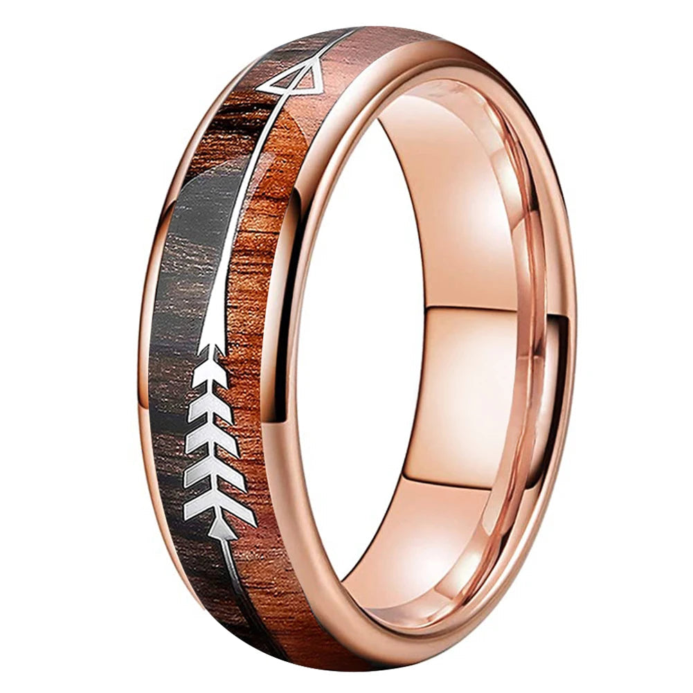 Arrow Inlay Tungsten Wedding Ring - 6mm/8mm Comfort Fit