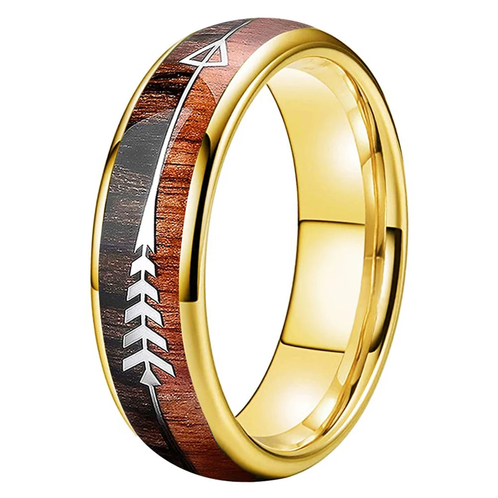 Arrow Inlay Tungsten Wedding Ring - 6mm/8mm Comfort Fit