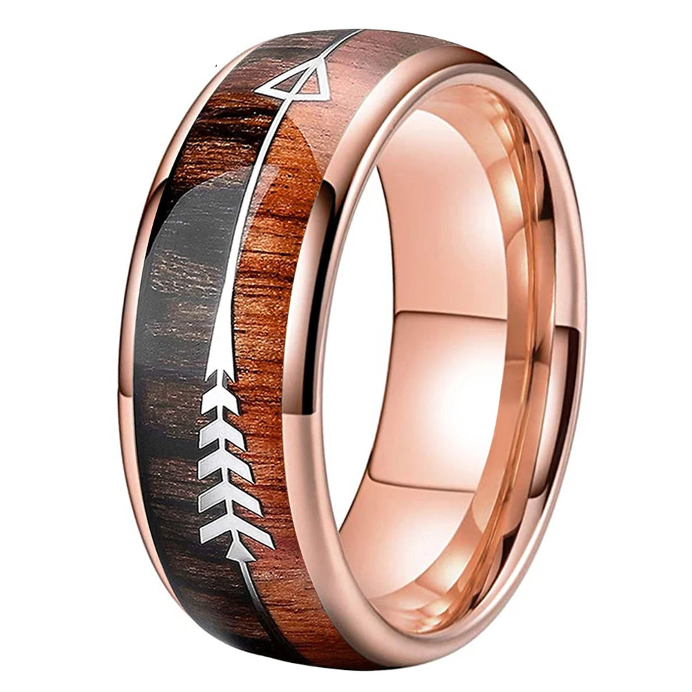 Arrow Inlay Tungsten Wedding Ring - 6mm/8mm Comfort Fit