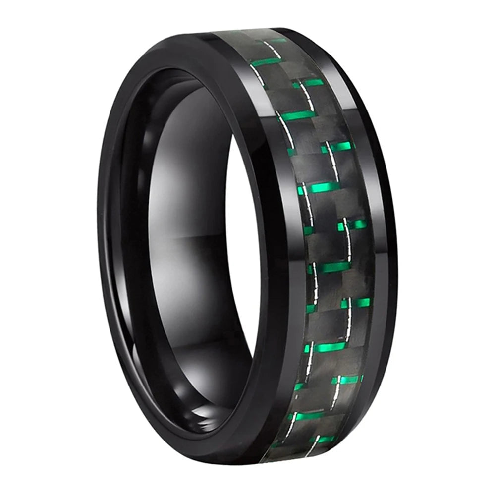 6mm/8mm Beveled Carbon Fiber Tungsten Ring