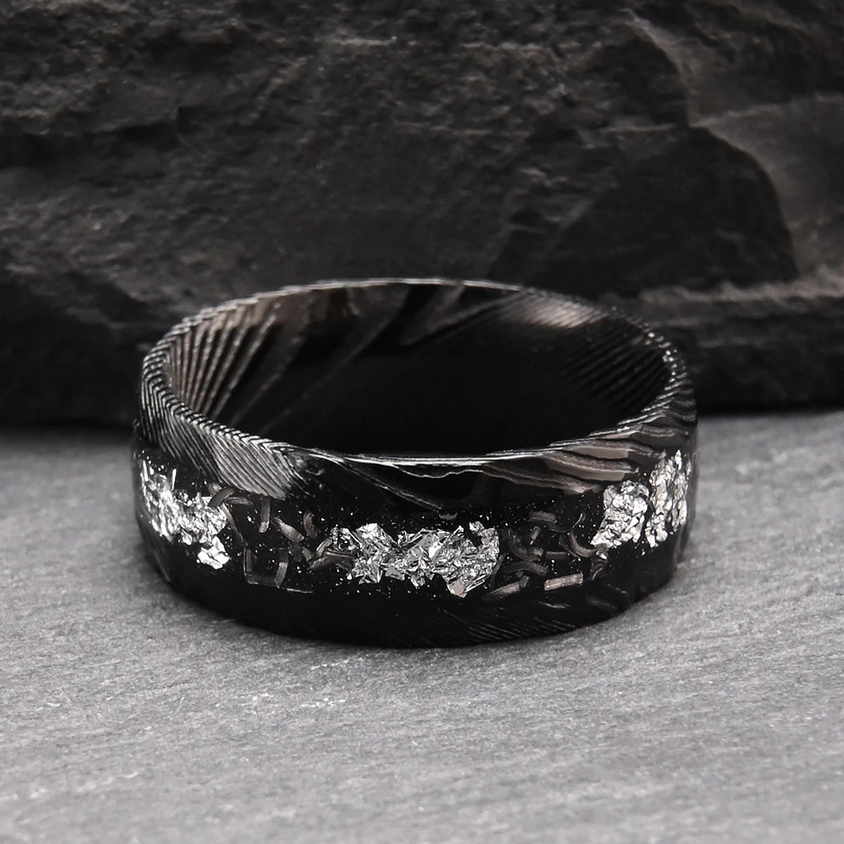 Black Damascus Steel Ring