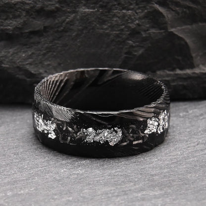 Black Damascus Steel Ring