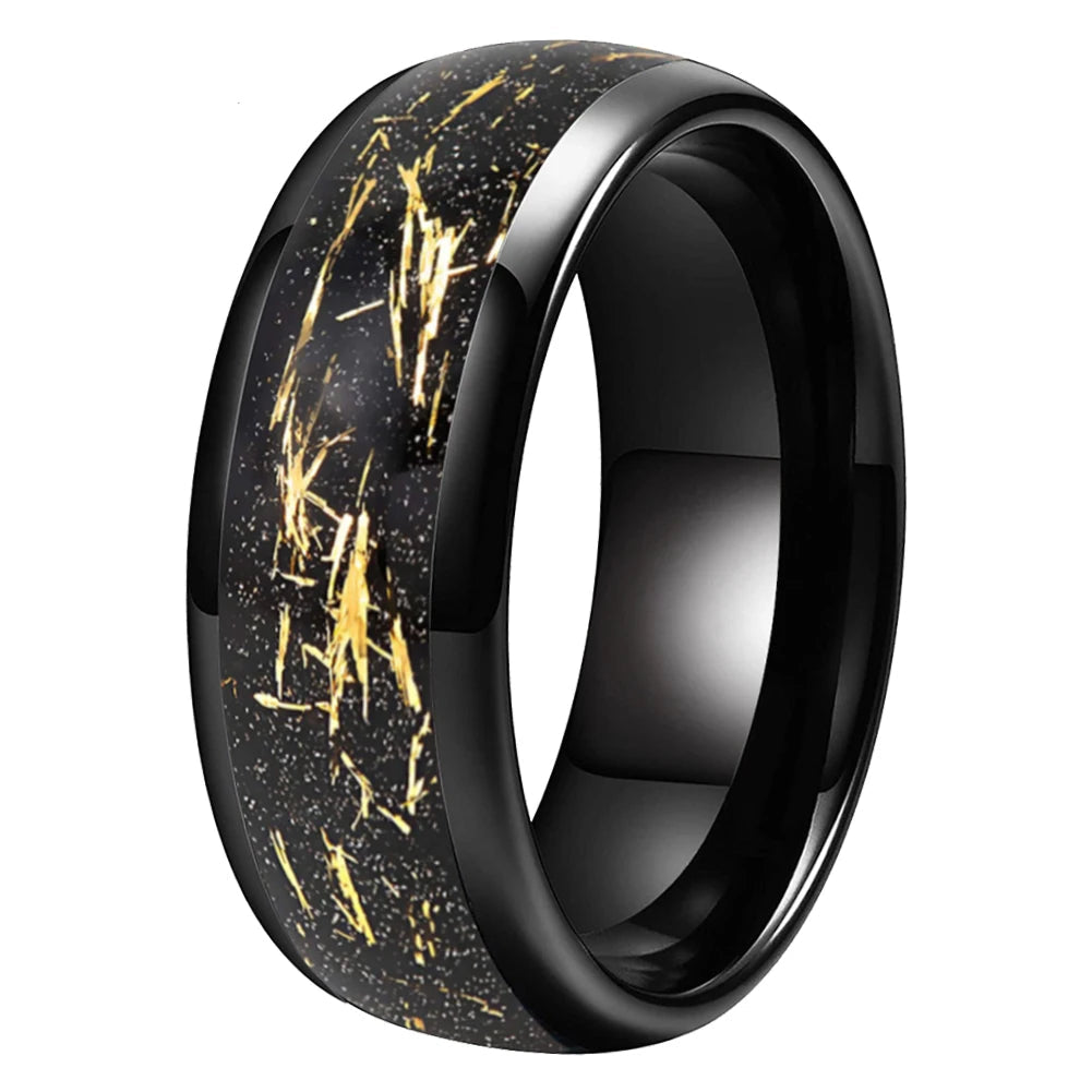 Black Gold Foil Tungsten Ring