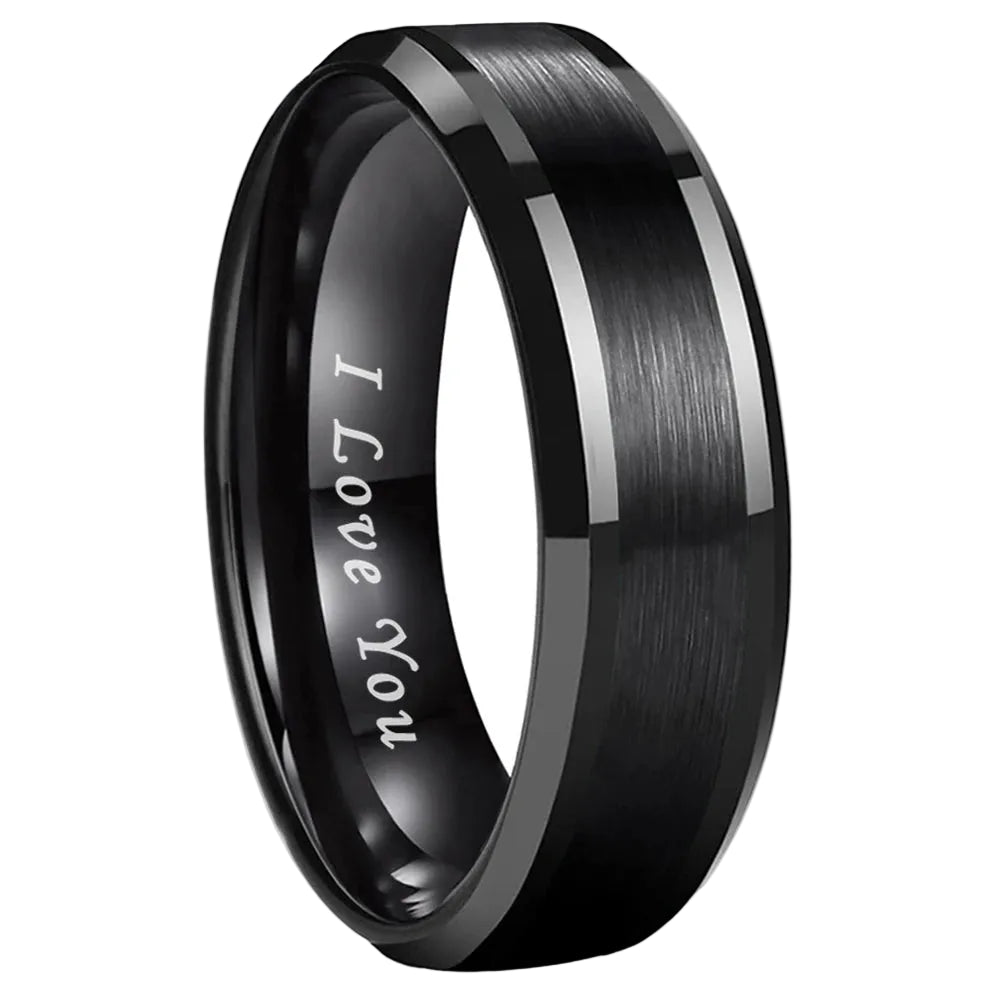Black I Love You Ring