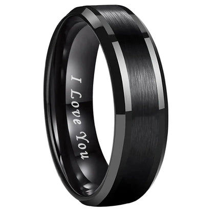 Black I Love You Ring