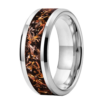 8mm Black Sand Copper Steel Foil Tungsten Ring