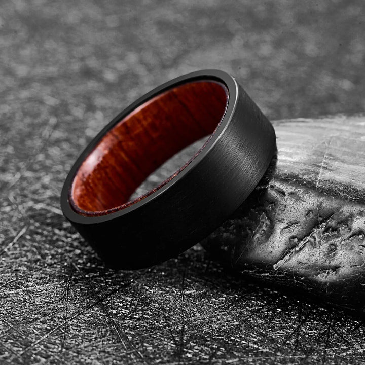 Black Tungsten Carbide Wooden Ring