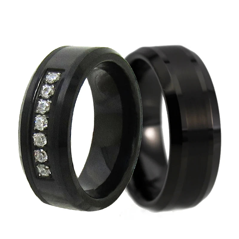 Black Tungsten Engagement Ring.