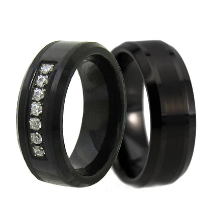 Black Tungsten Engagement Ring.