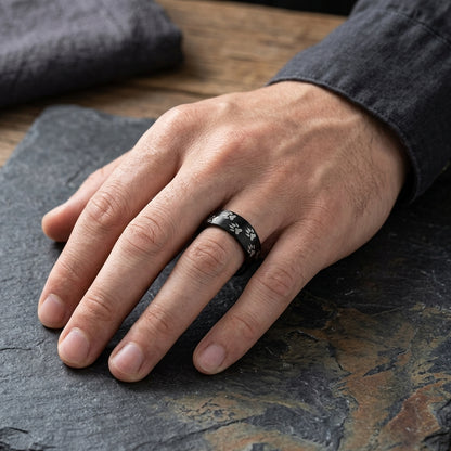 Black Tungsten Paw Print Ring