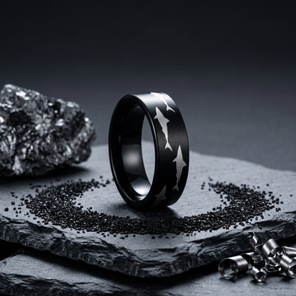 Black Tungsten Shark Ring