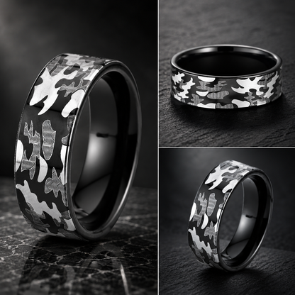 Black Tungsten Camo Ring