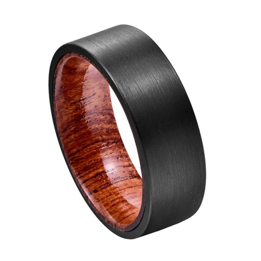 Black Tungsten Carbide Wooden Ring