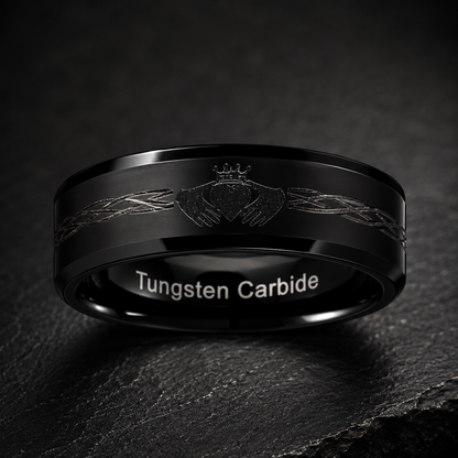 Black Tungsten Claddagh Ring