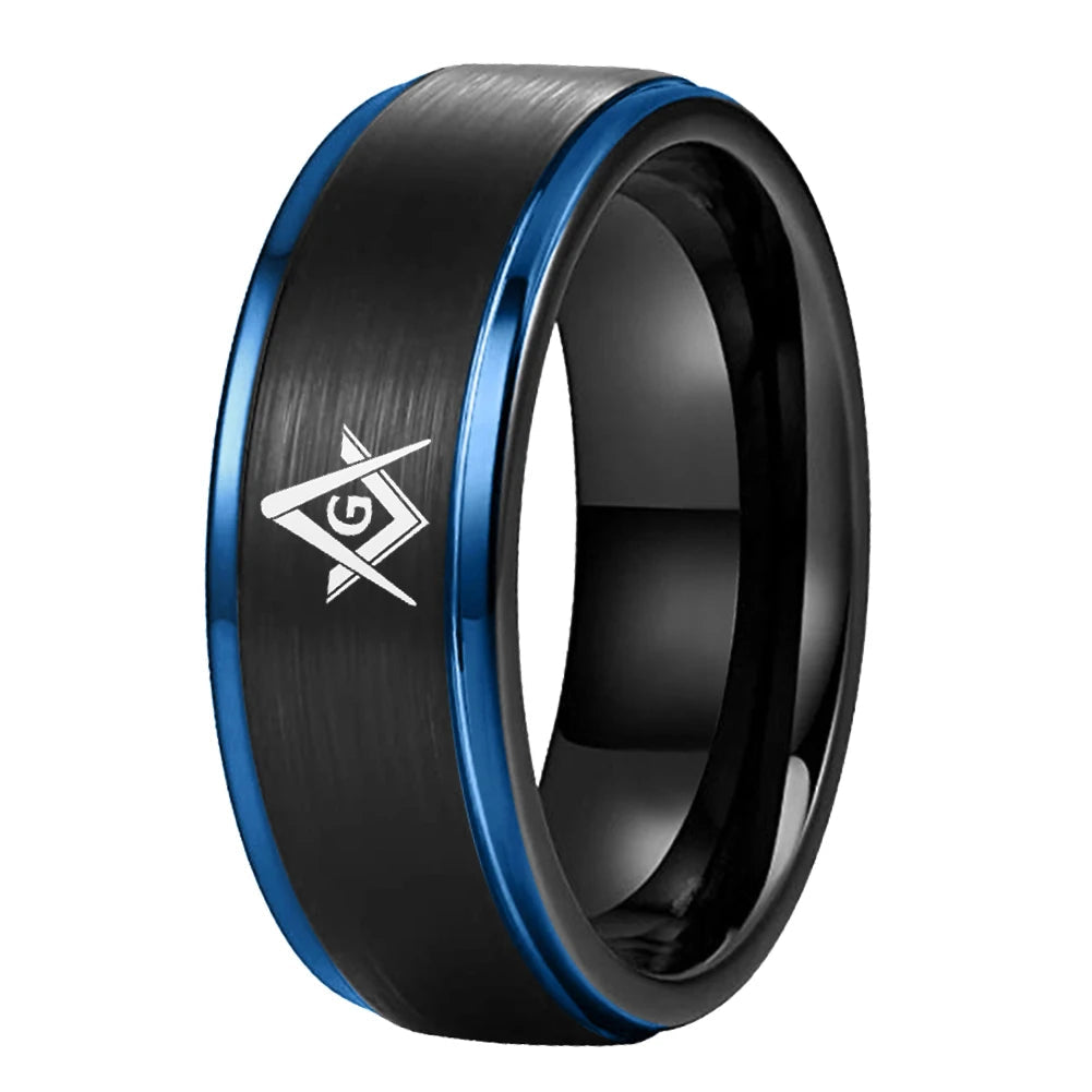 Black Tungsten Masonic Ring