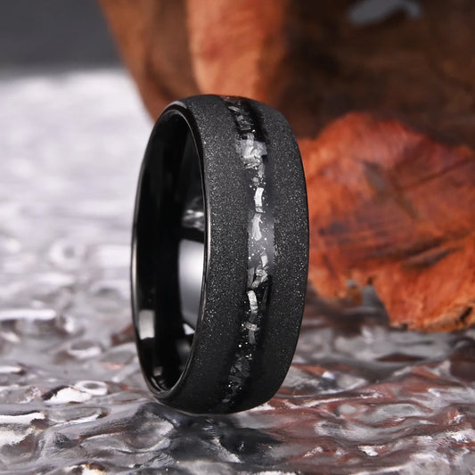 Black Tungsten Meteorite Ring