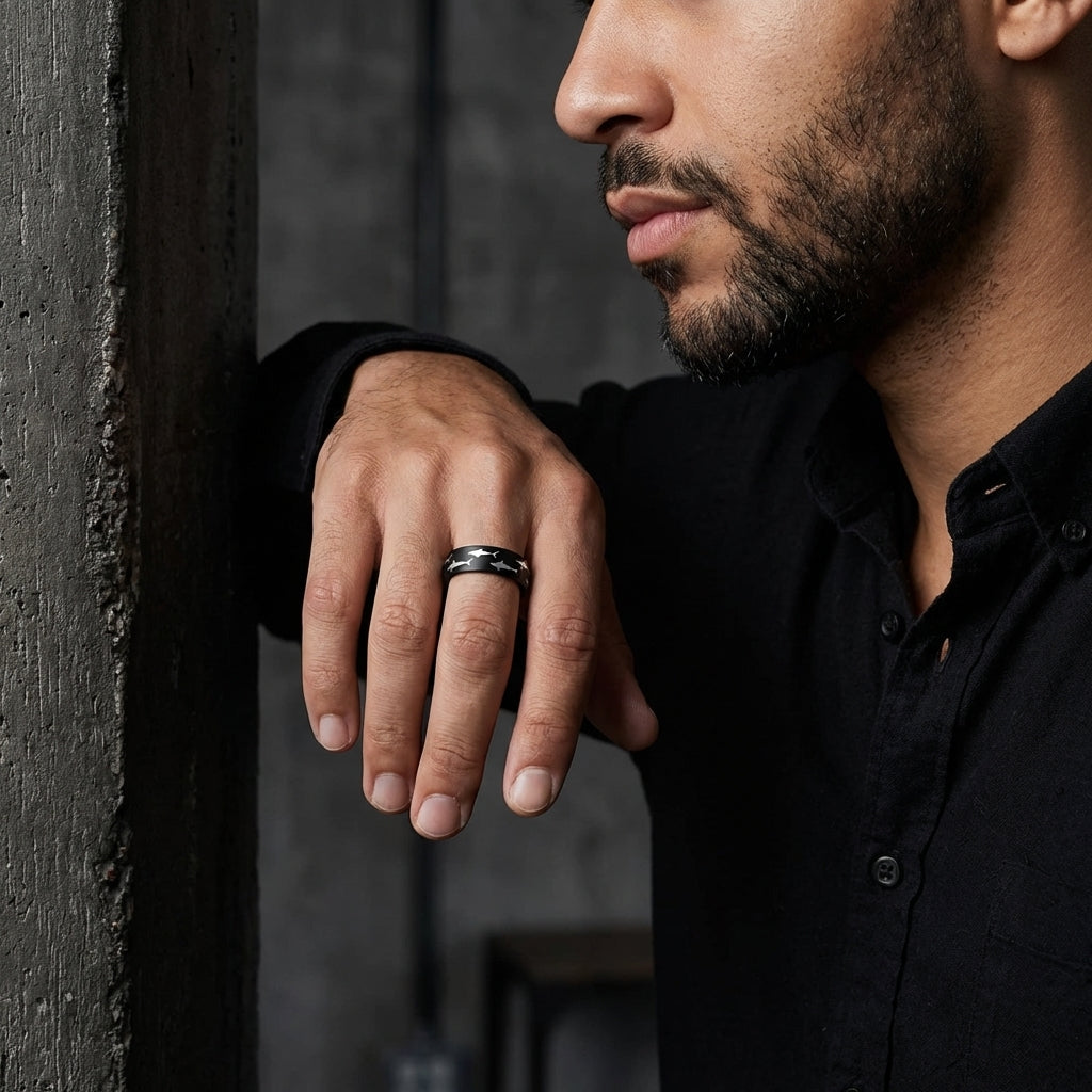 Black Tungsten Shark Ring