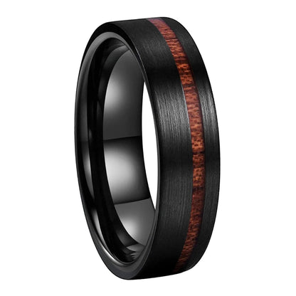 Black Tungsten Wood Ring for men