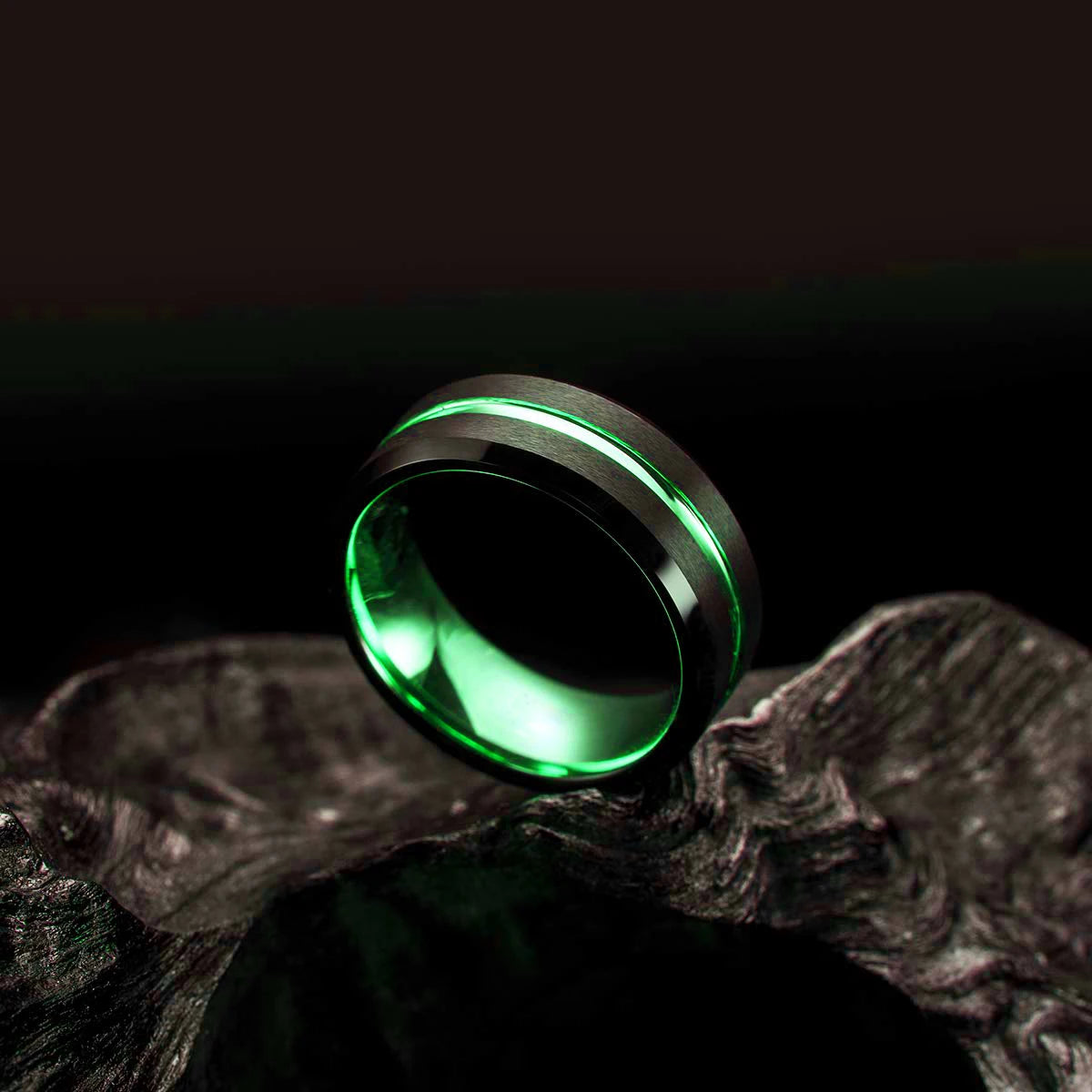 Black and Green Tungsten Ring