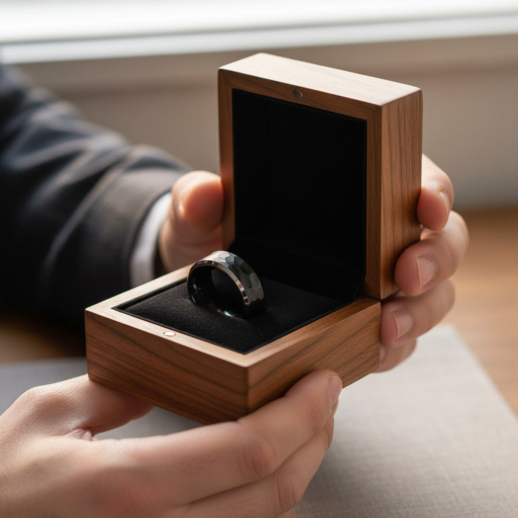 Black Hammered Men’s Ring