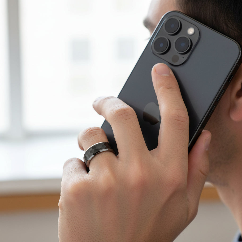 Black Hammered Men’s Ring