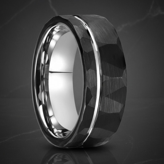 8mm Black and silver Tungsten ring