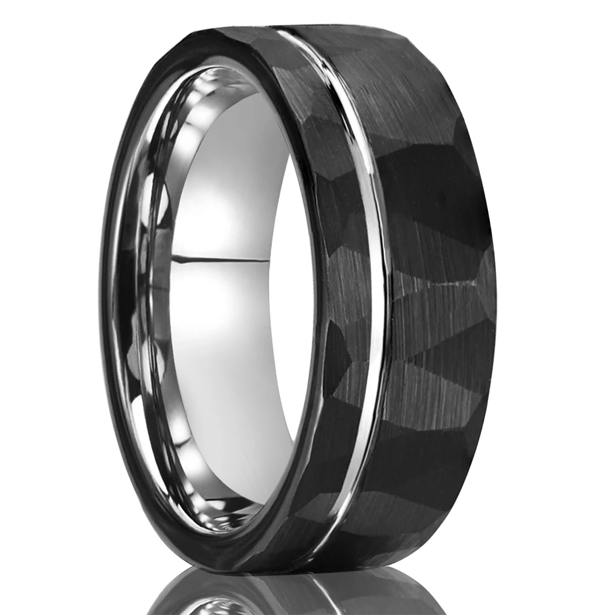 Black and silver tungsten ring