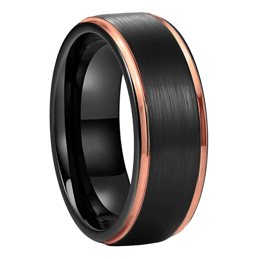 Black & Blue Tungsten Carbide Wedding Band
