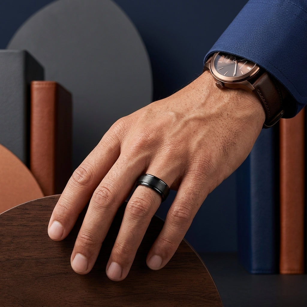 Black Brushed Tungsten Wedding Band 