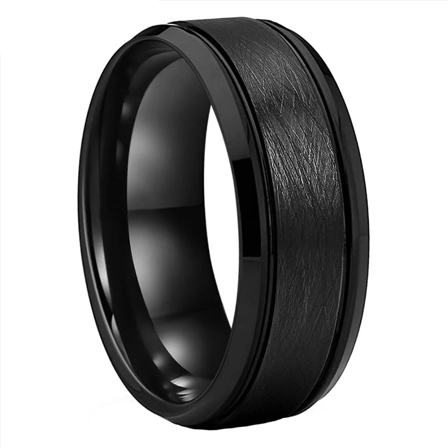 Black Brushed Tungsten Wedding Band