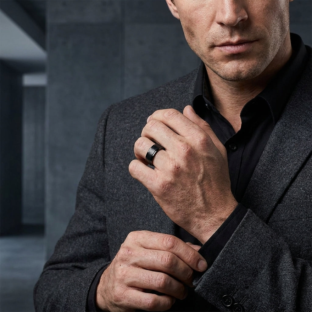 Black Brushed Tungsten Wedding Band 
