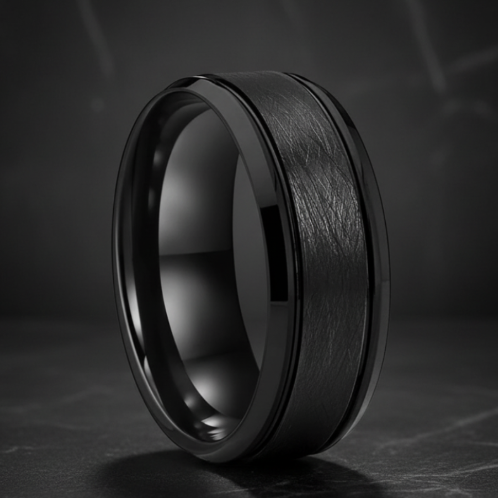 Black Brushed Tungsten Wedding Band