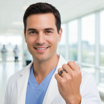 Black Carbon Fiber Double-Groove Tungsten Ring