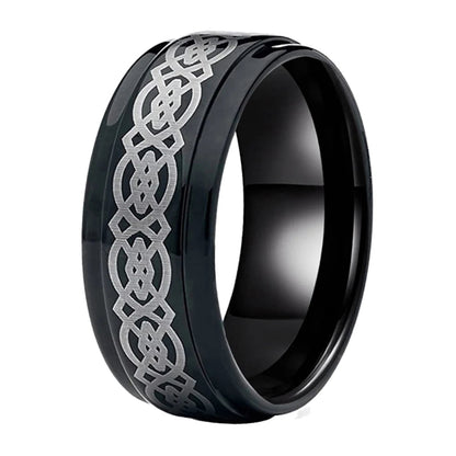 Black Celtic Knot Tungsten Ring